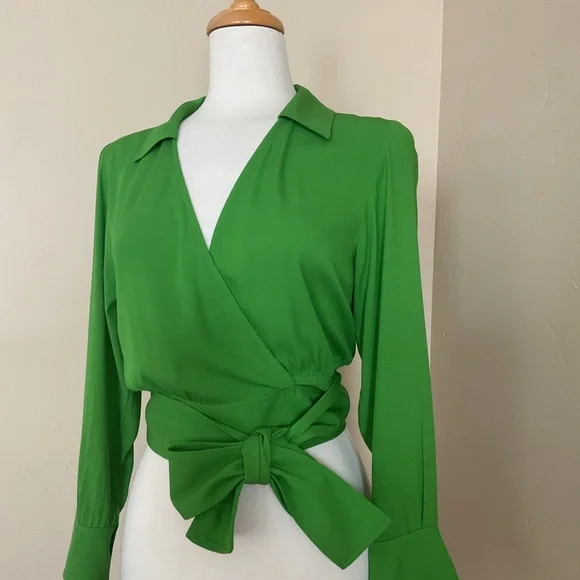 & Other Stories Wrap Blouse Bright Green Size EU 34 - Picture 2 of 11